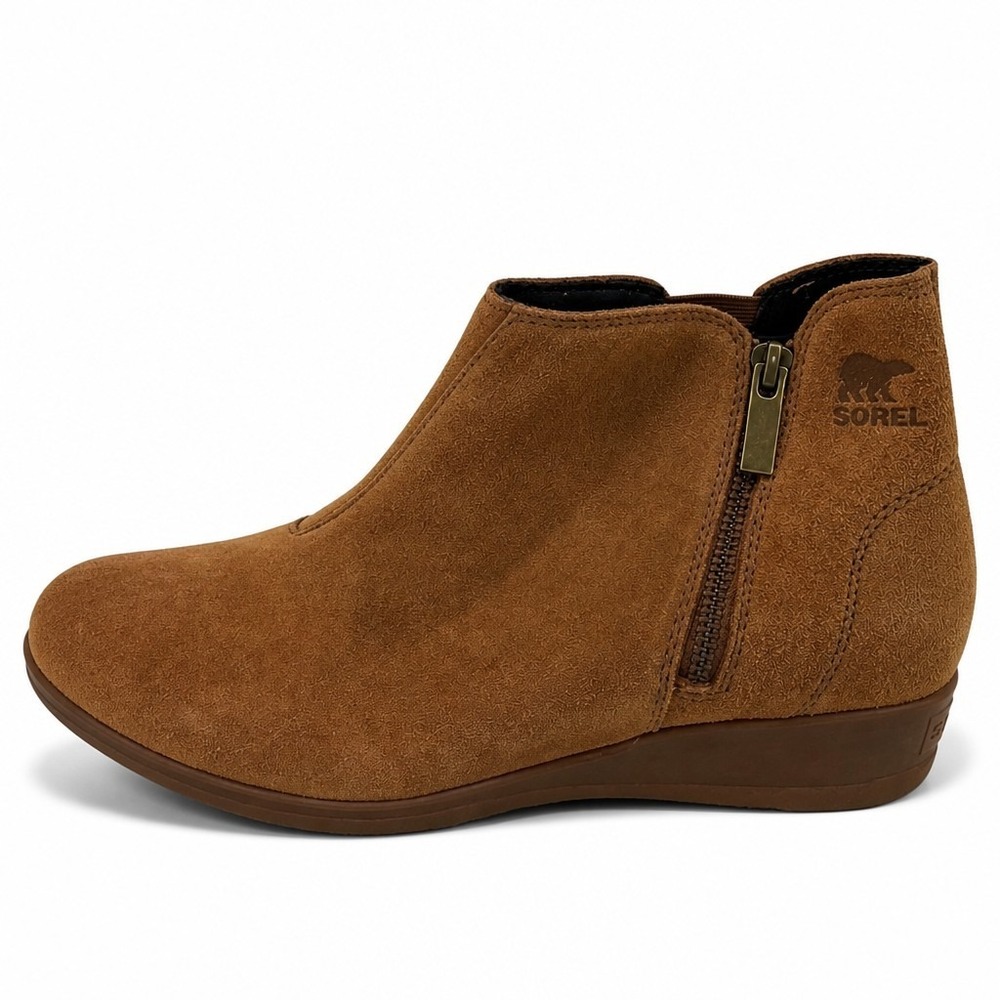 Sorel Womens 12 Brown Suede Wedge Ankle Bootie Everyday Comfort Casual Boho